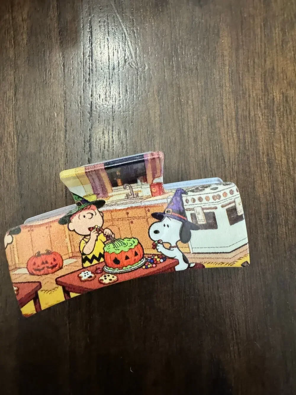 Snoopy Halloween hair claw clip Charlie Brown & Snoopy in witch costumes